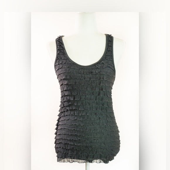 Grey Ruffled Razor Back Tank - Picture 1 of 5